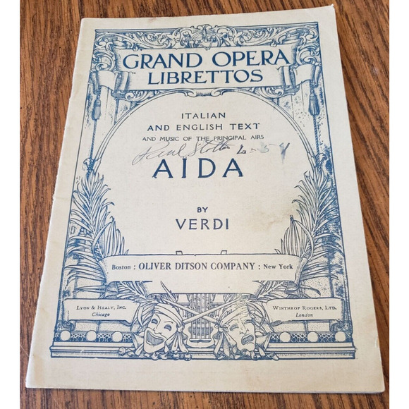 Vintage Grand Opera Librettos AIDA Program Oliver Ditson Company Boston NYC - Picture 1 of 4